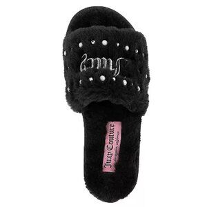 NEW - Juicy Couture - Gyanna 2 - Black Faux Fur Slippers